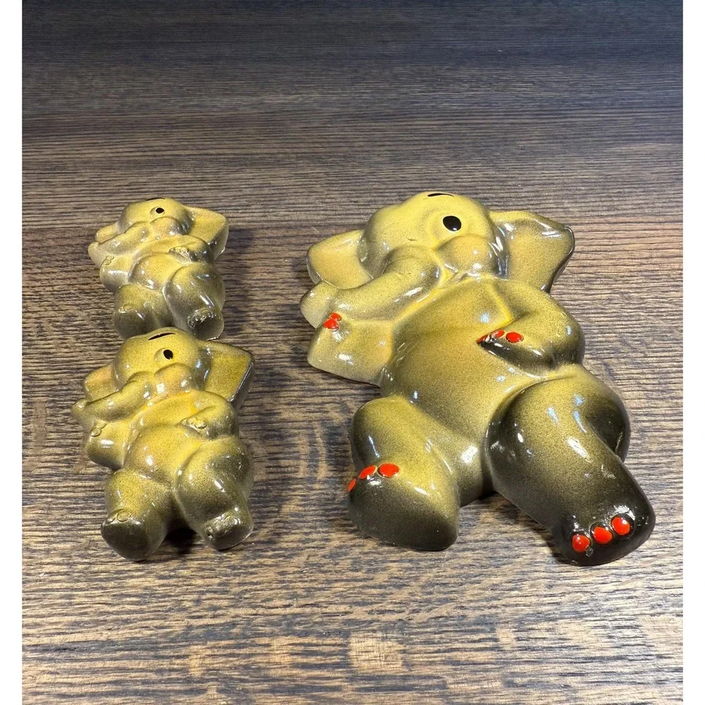 Vintage Chalkware Elephant‎ Wall Decor Set: Mid-Century Nursery Art
